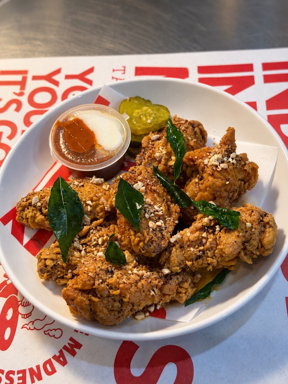 Roasted banana wings with crispy curry leaves